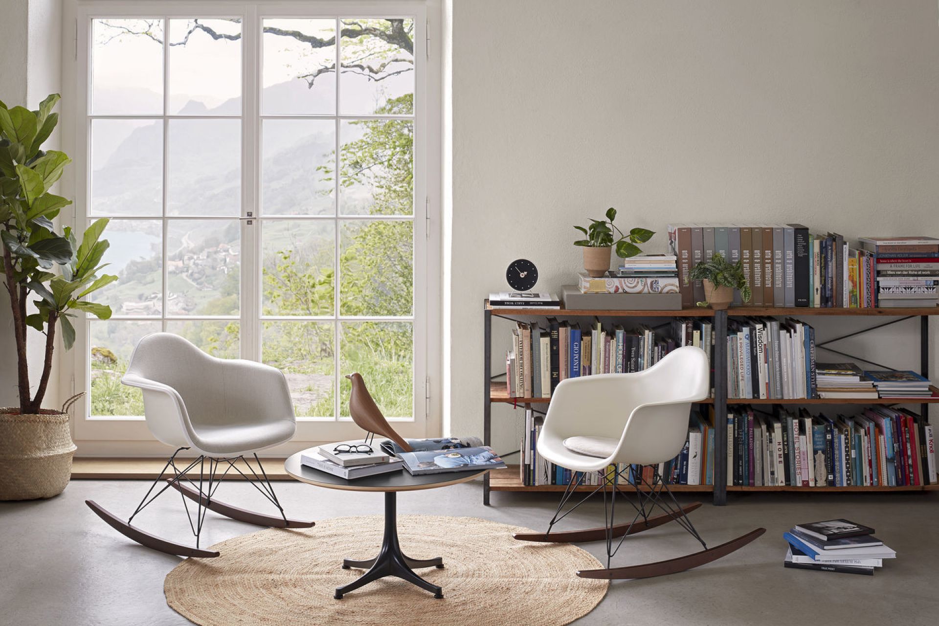 Eames Plastic Arm Chair RAR Rocking Chair Vitra Maple dark-Black-White