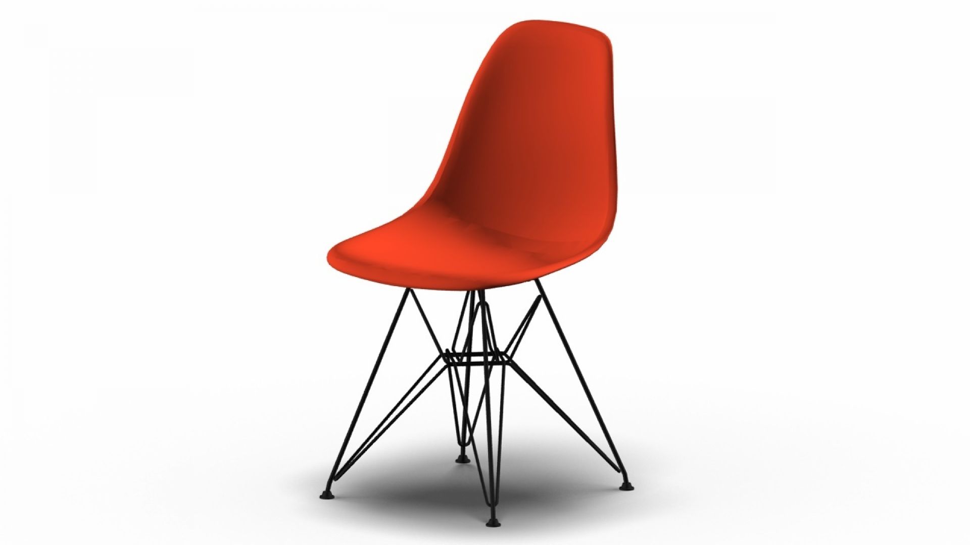 Eames Plastic Side Chair DSR Chair Vitra Black-Poppy red