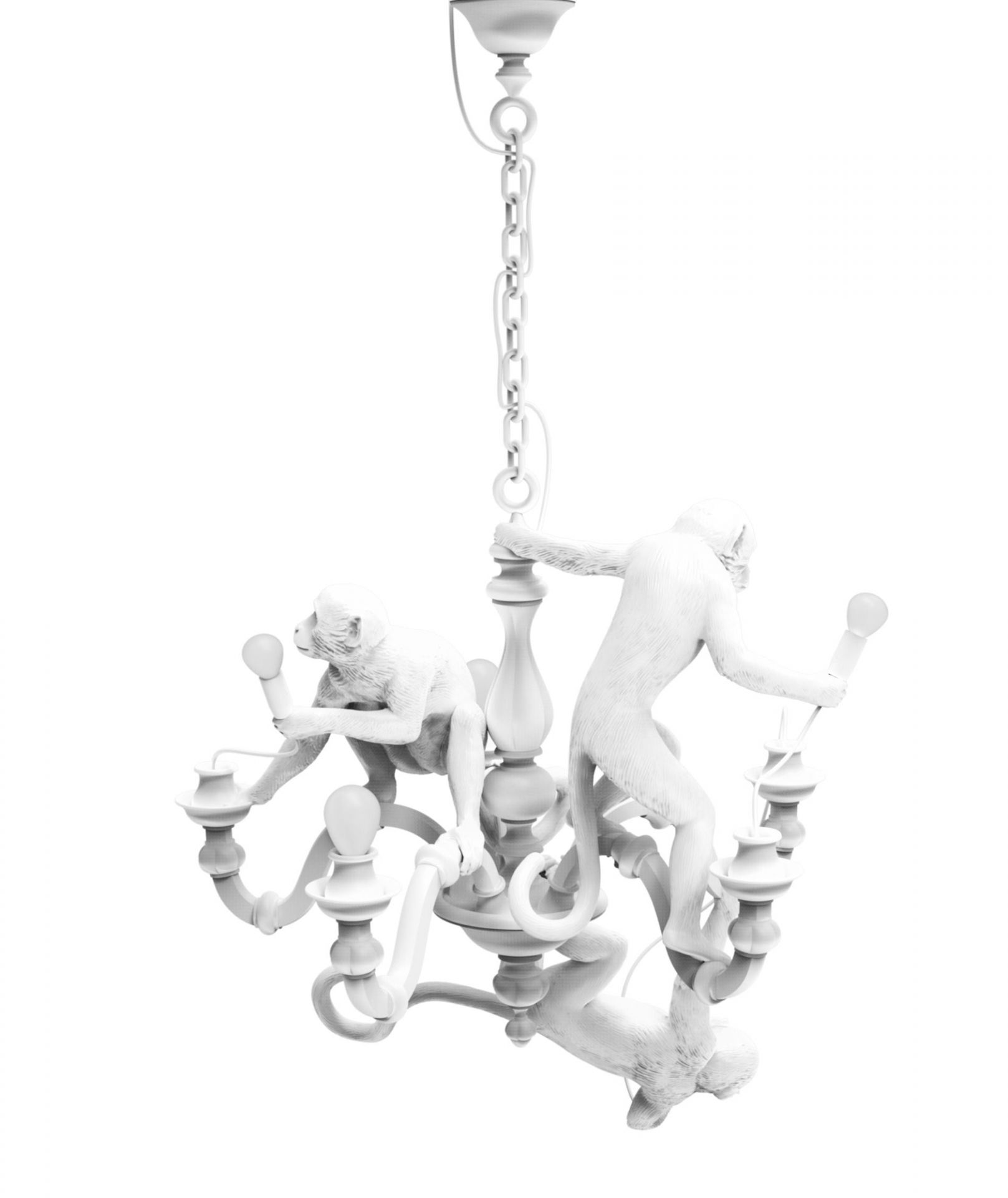 Monkey Chandelier Pendant light Seletti White