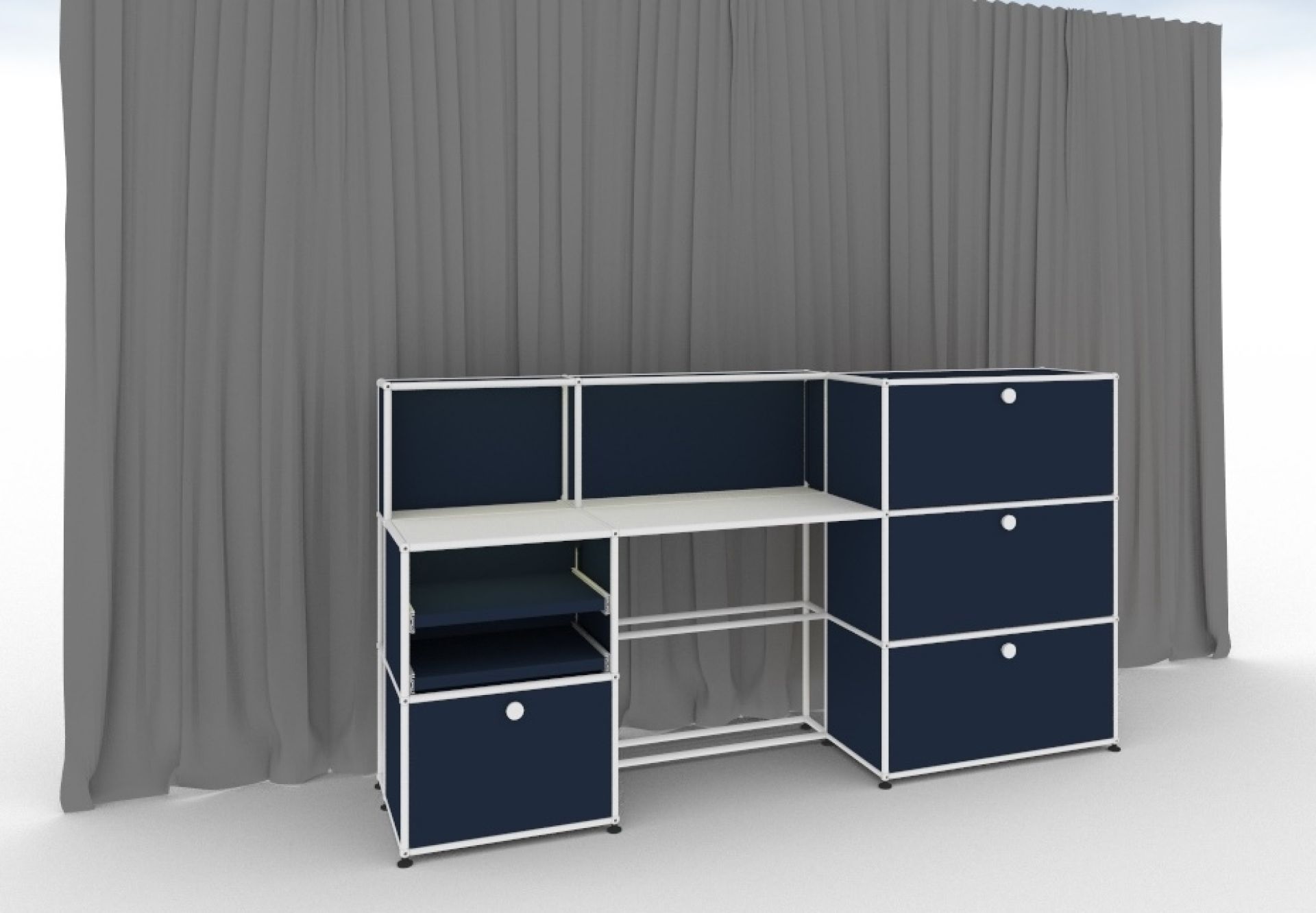E worktable illuminated steel blue USM Haller