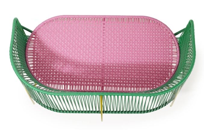 Caribe 2-seater bench outdoor ames Emerald green / bubblegum pink / curry yellow