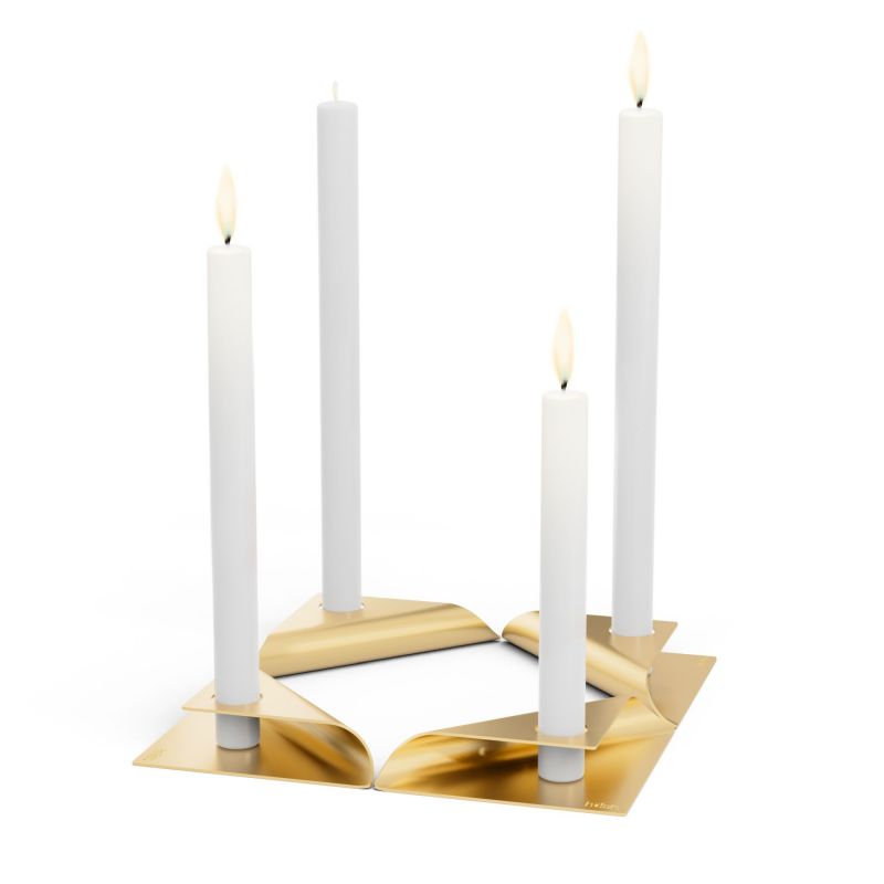 Square Candle candlestick set of 4 gold Höfats SINGLE PIECES