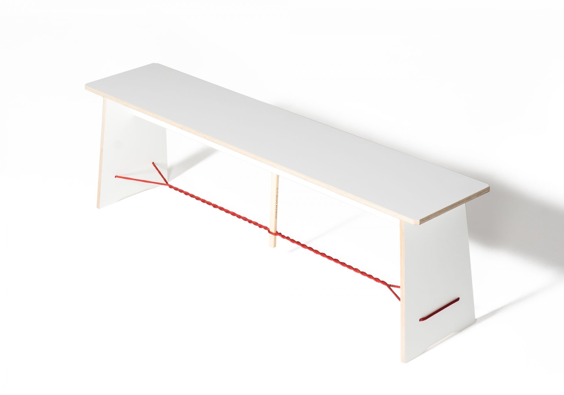 Langer Max bench 180 cm white rope red Nils Holger Moormann
