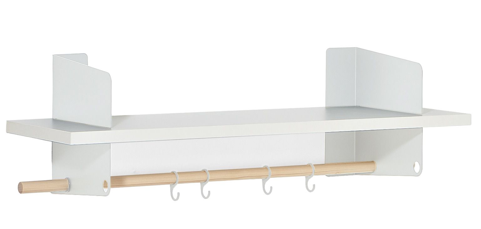 Atelier wall shelf / coat rack with rod and 4 hooks Richard Lampert