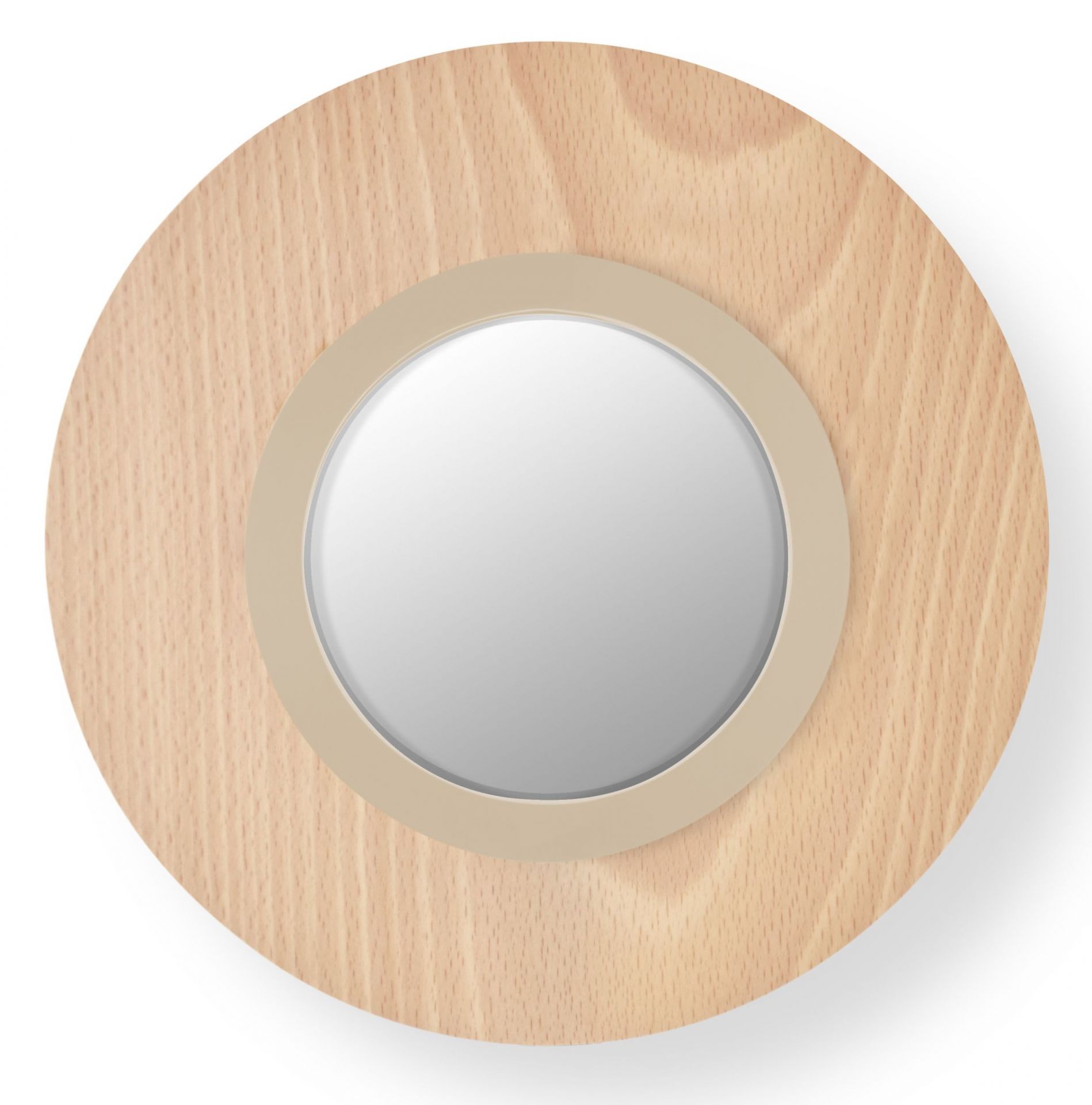 Lens LED Wall Lamp Round Metal Ring in Ivory White Beech LZF Lamps