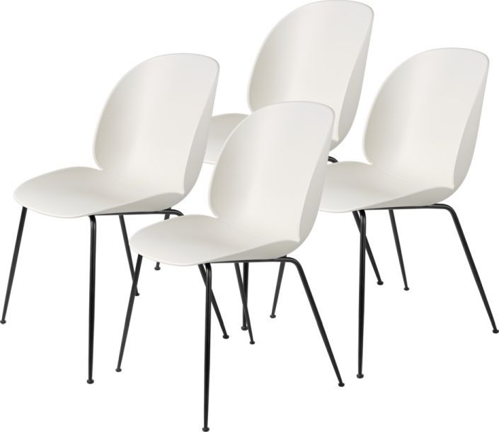 Beetle Chair Dining Chair Unupholstered Alabaster White Black Set of 4 Gubi