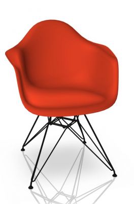 Eames Plastic Arm Chair DAR Chair Vitra Black - Poppy red