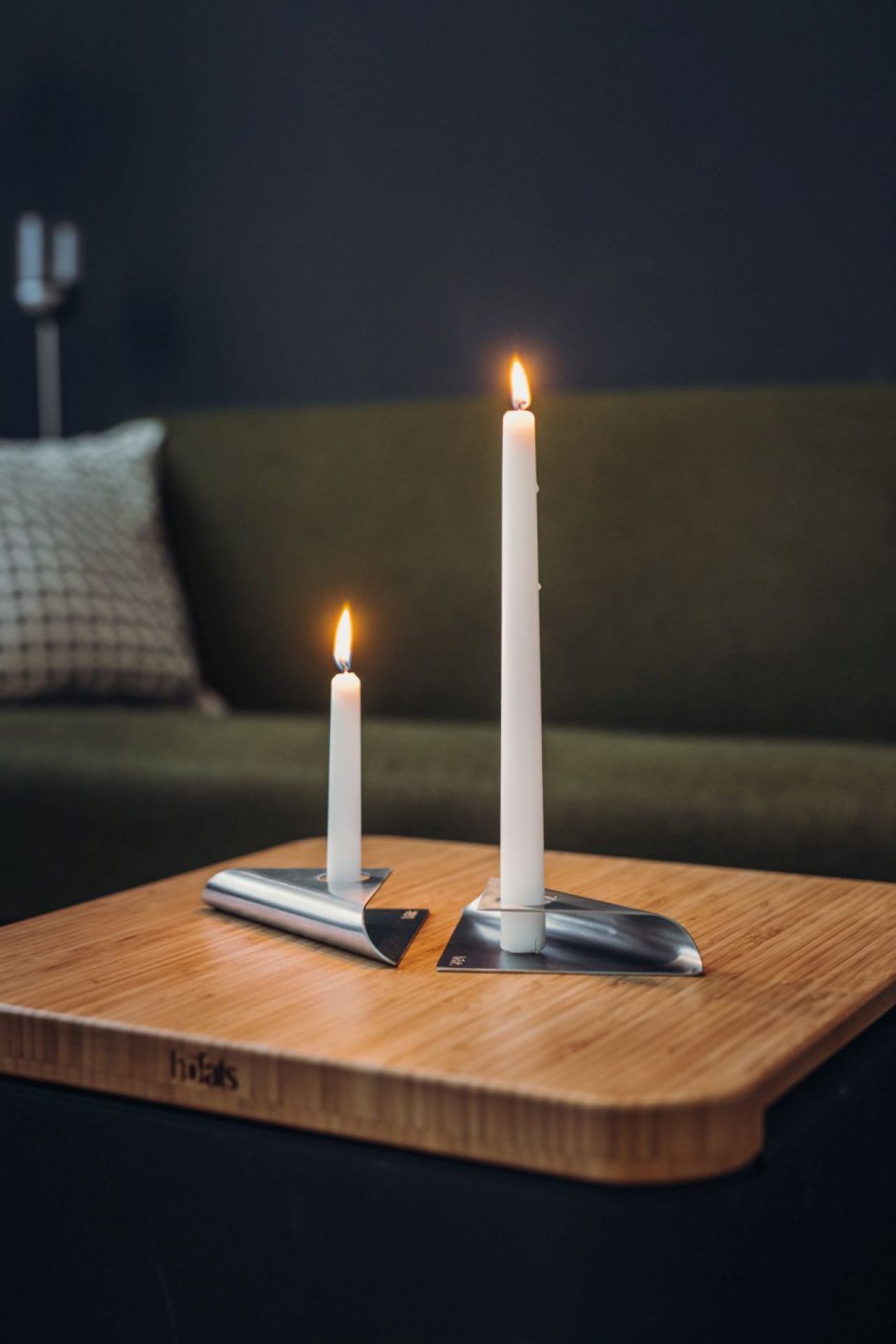 Square Candle candlestick set of 4 silver Höfats SINGLE PIECES