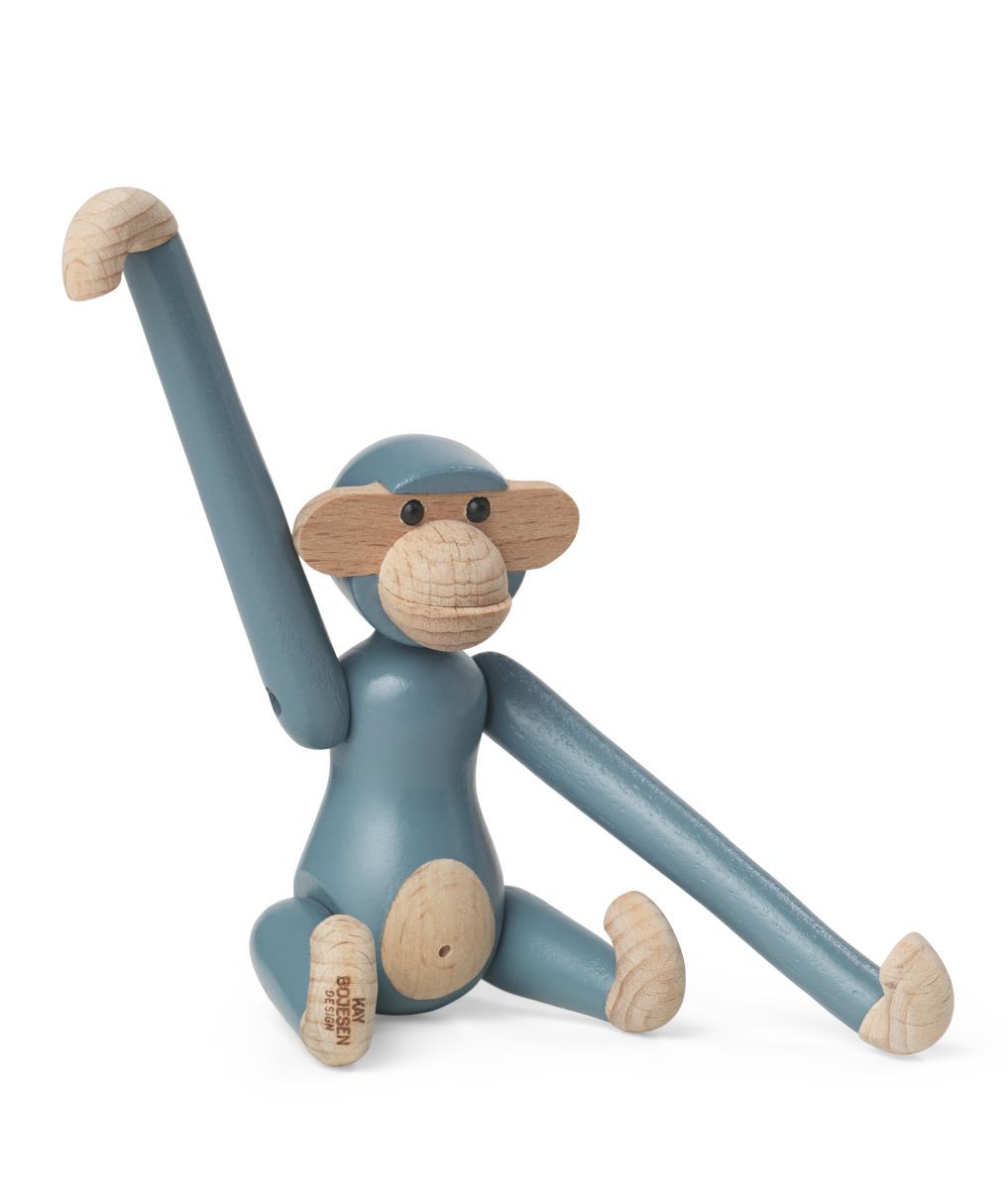 Monkey mini wooden figure Colored Kay Bojesen Vintage blue