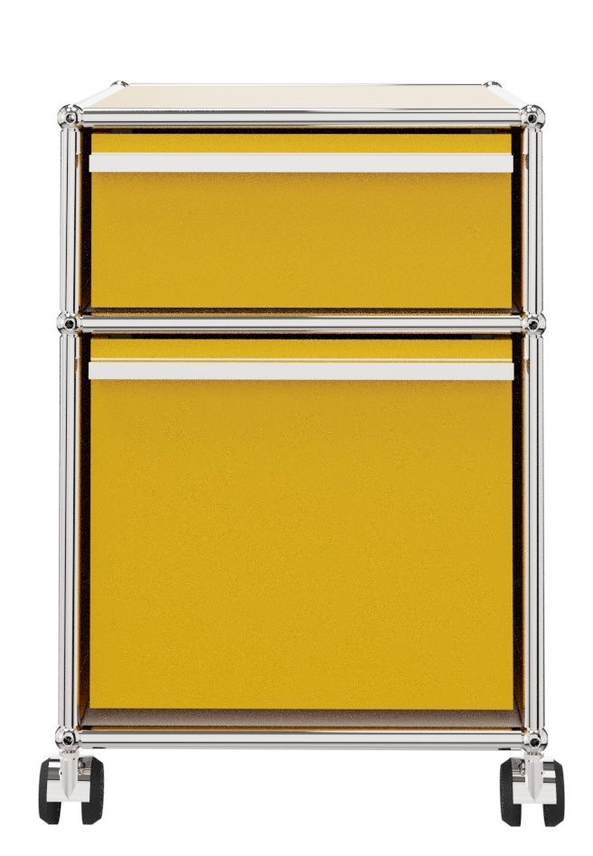 USM Haller Rollcontainer mit Hängeregistratur -goldgelb