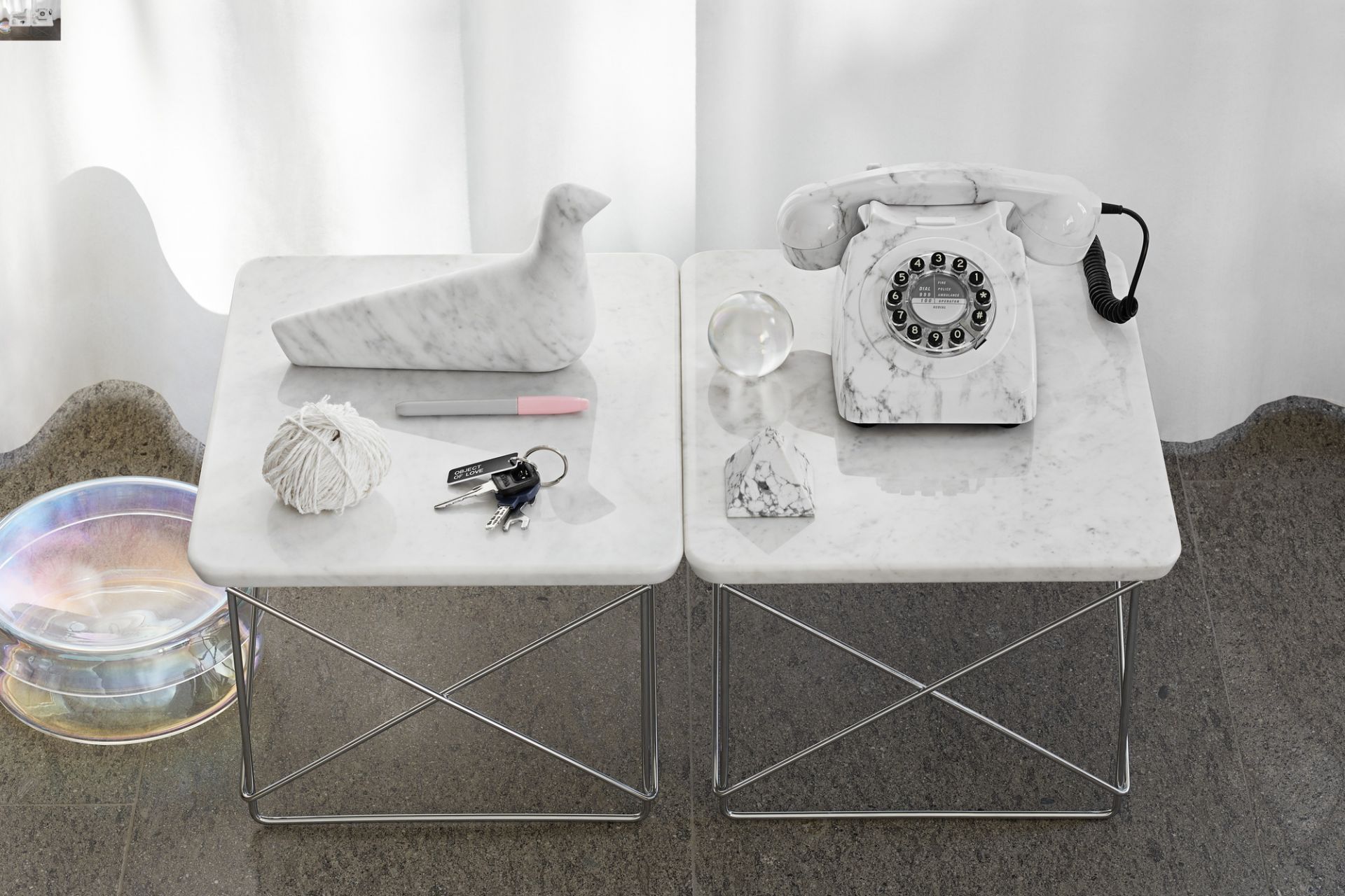 Occasional LTR Side table Marble Vitra Chrome
