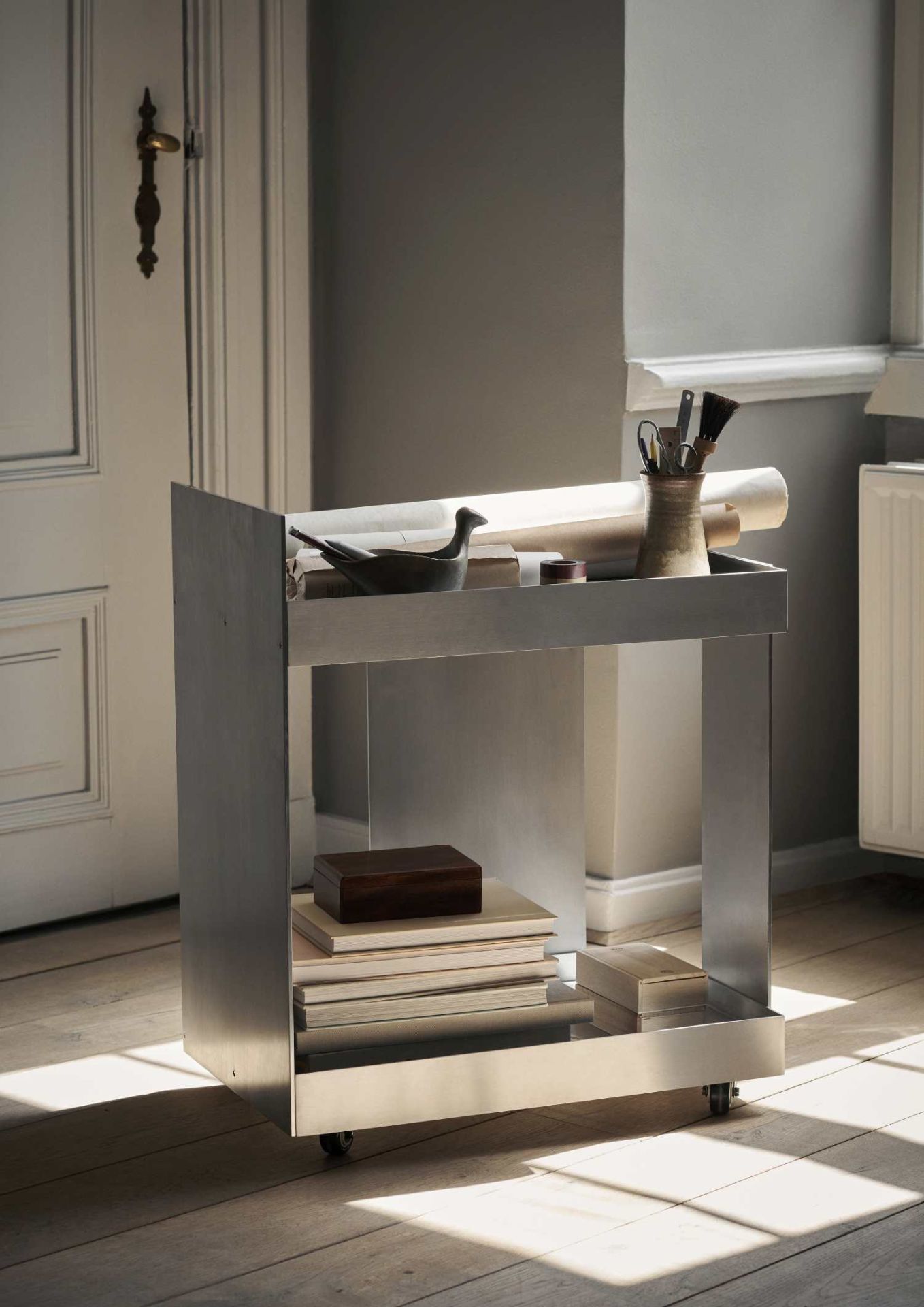 Storage trolley Aluminium serving trolley Ferm Living