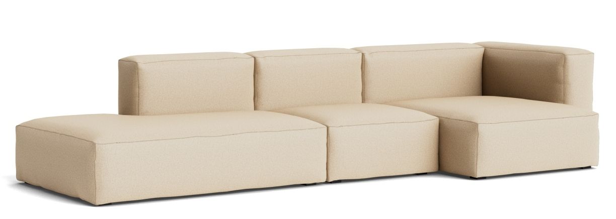 Mags Soft Sofa 3-seater Combination 4 with armrest right Hay Fabric Hallingdal 220 with beige stitching