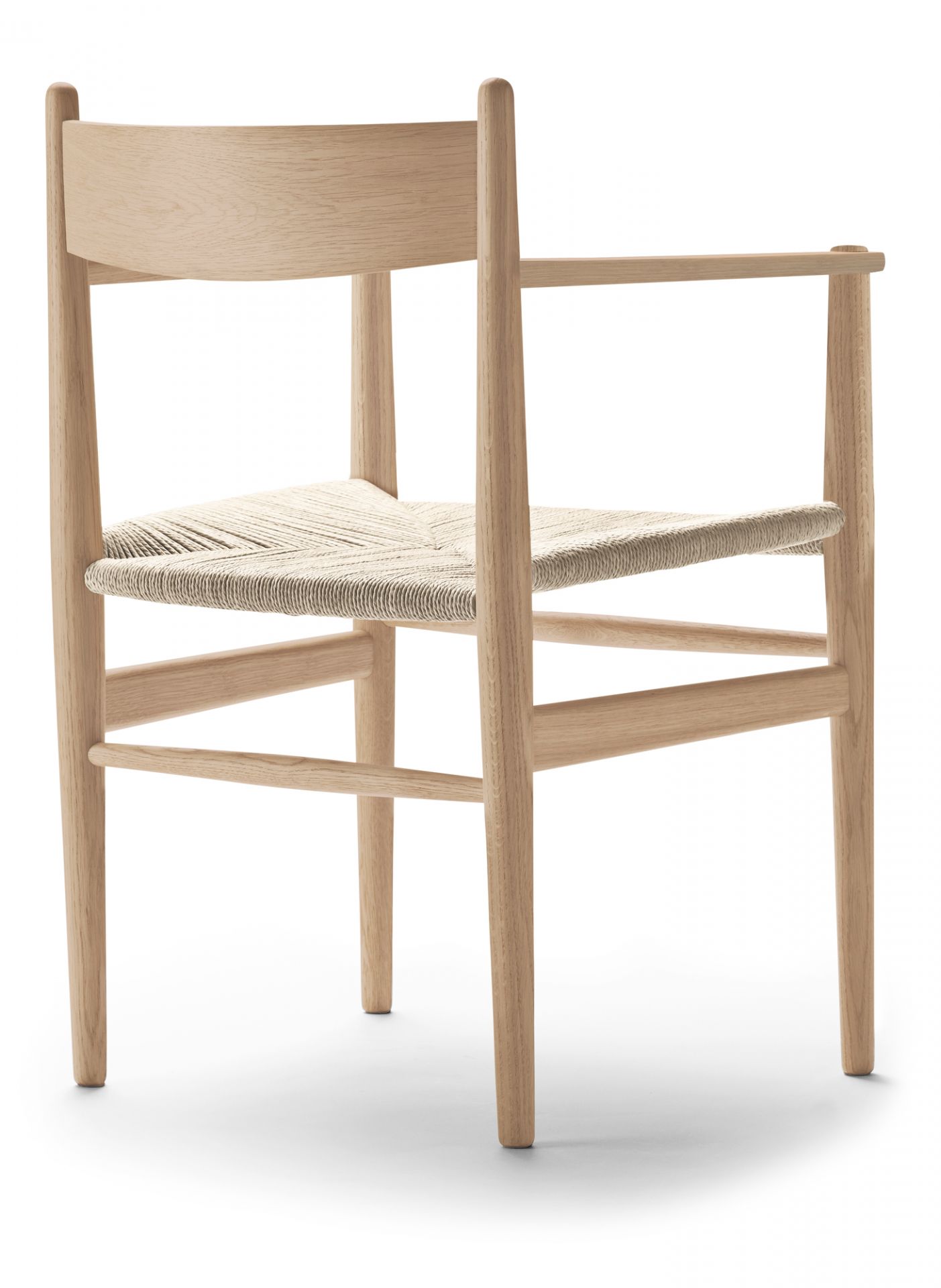 CH37 Chair with armrests Carl Hansen &amp; Søn beech soaped natural braid