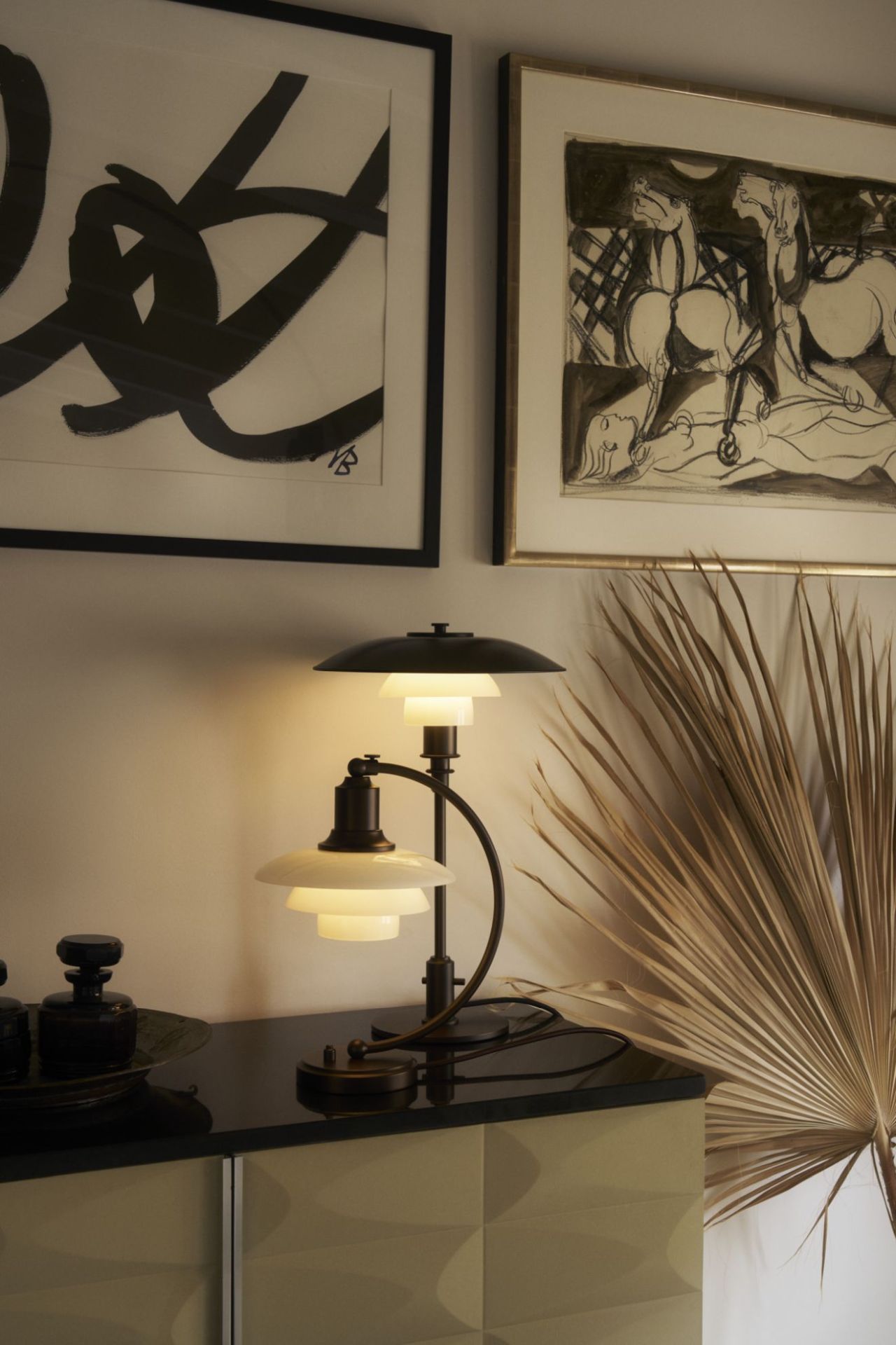 PH 3/2 Aged Brass Opal table lamp Louis Poulsen