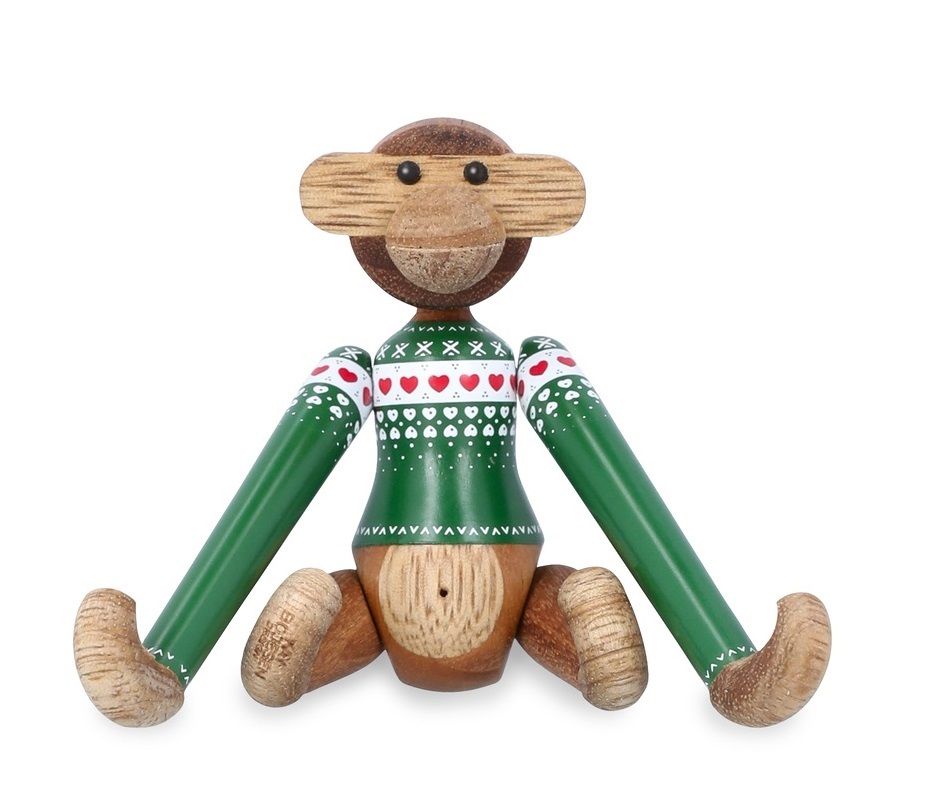Christmas Jumper Monkey 2025 mini green wooden figure Kay Bojesen