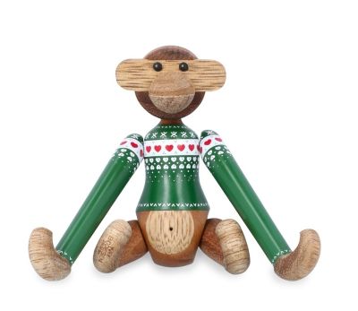 Christmas Jumper Monkey 2025 mini green wooden figure Kay Bojesen