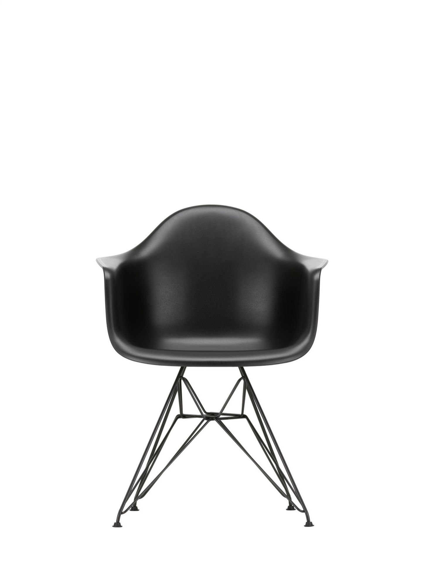 Eames Plastic Arm Chair DAR Stuhl von Vitra in Kieselstein mit verchromtem Gestell.