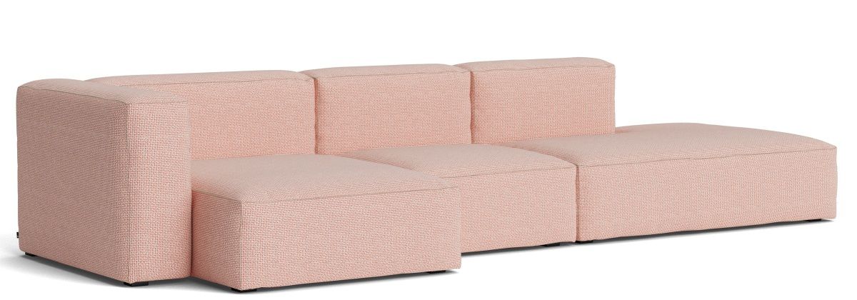 Mags Soft Sofa 3-seater Combination 4 with armrest left Hay Fabric Tartaglia red/white with beige stitching
