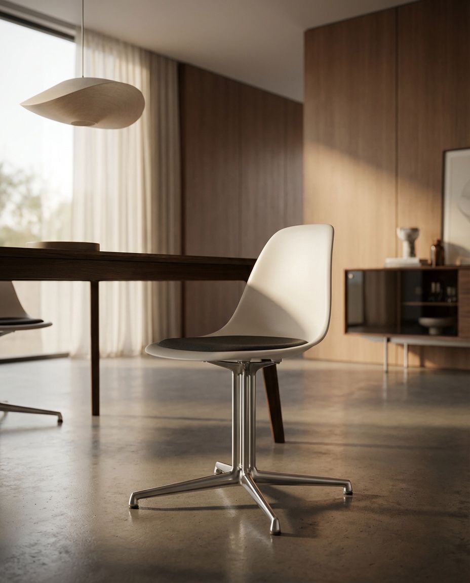 Eames Plastic Side Chair DSL RE Chair with seat cushion Vitra
