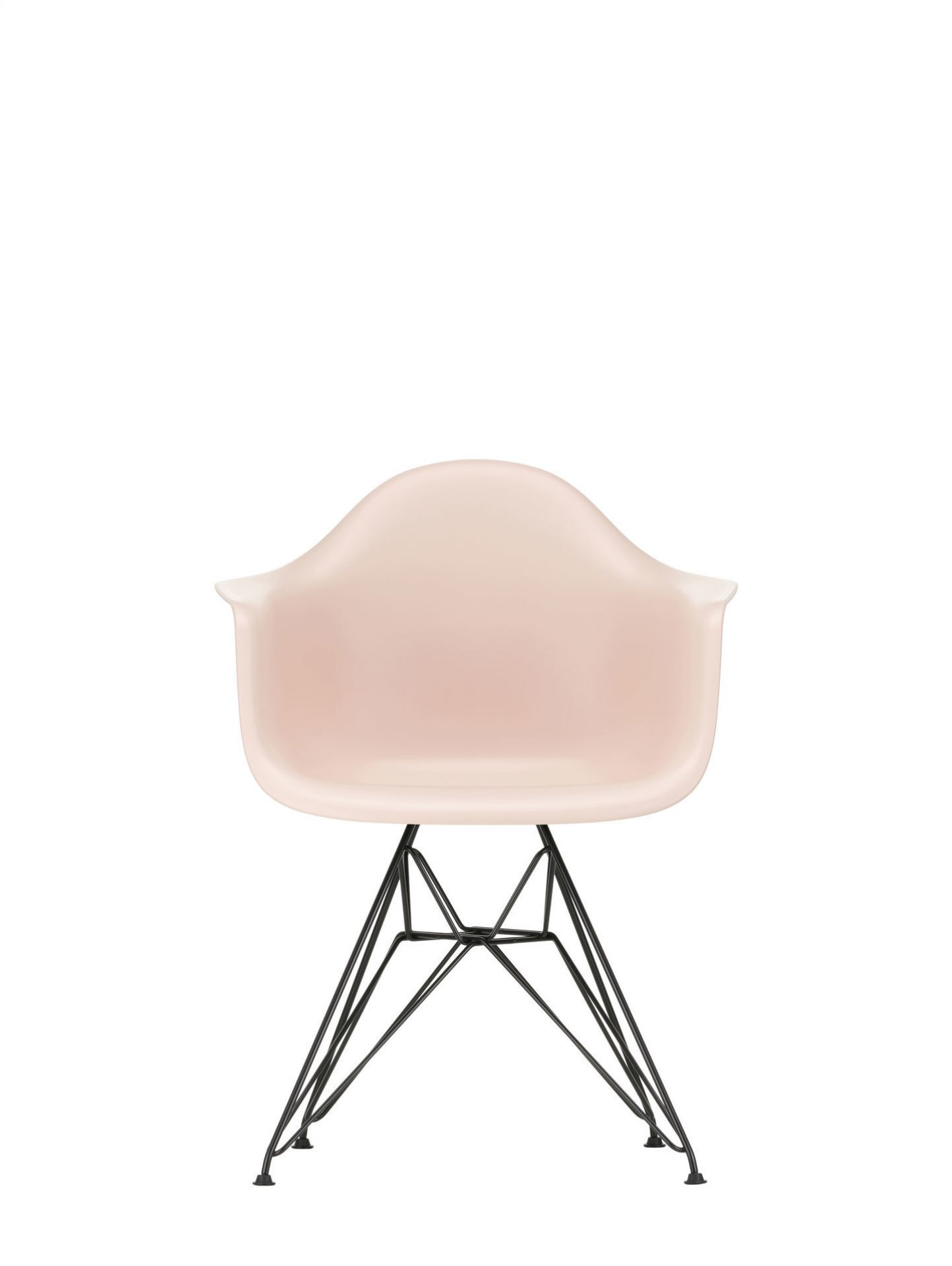 Eames Plastic Arm Chair DAR Stuhl in Kieselstein mit verchromtem Gestell von Vitra.