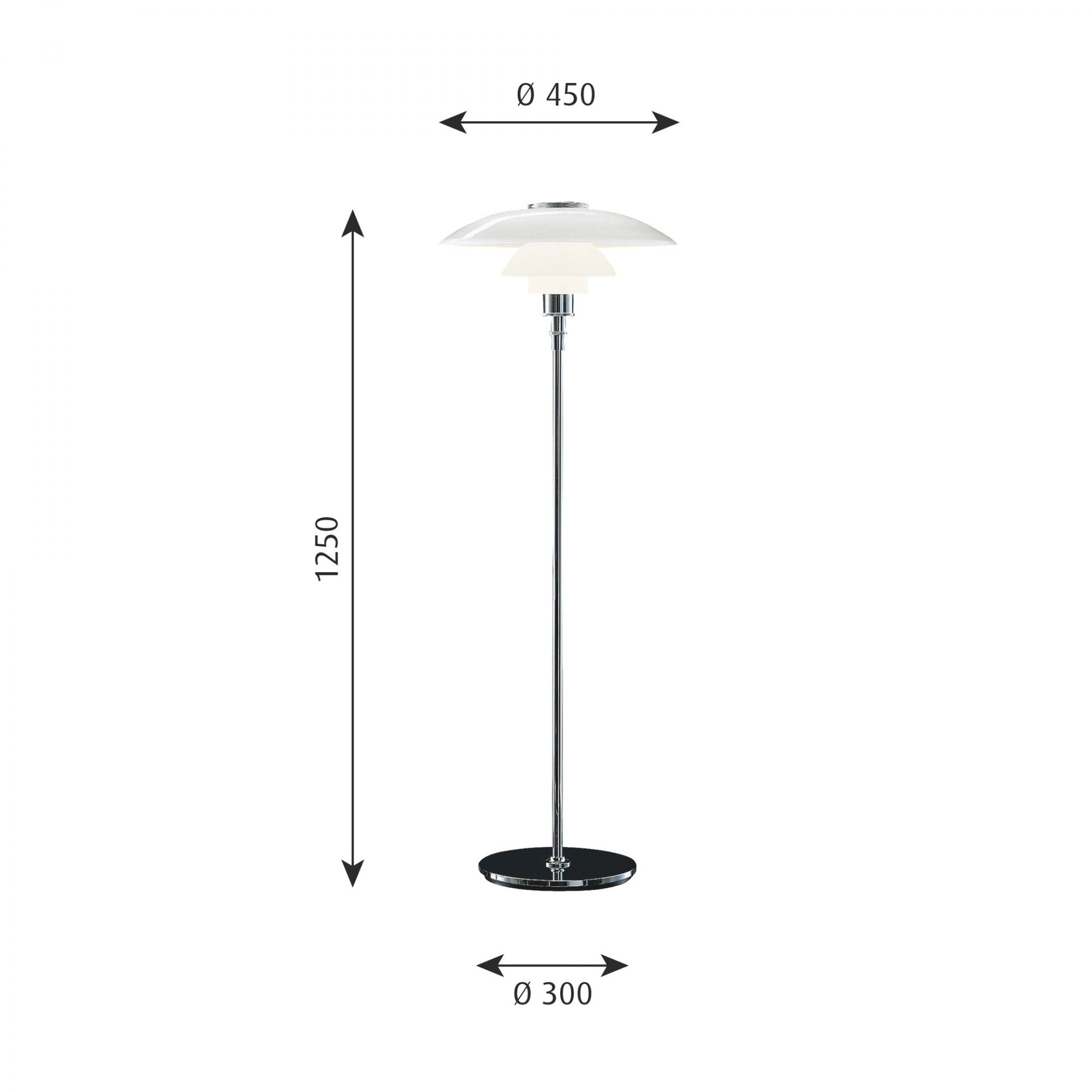 PH 4 1/2 - 3 1/2 Glass floor lamp Louis Poulsen