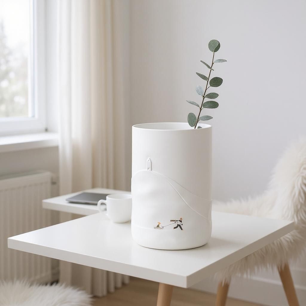 Snow day vase dog sled wheels