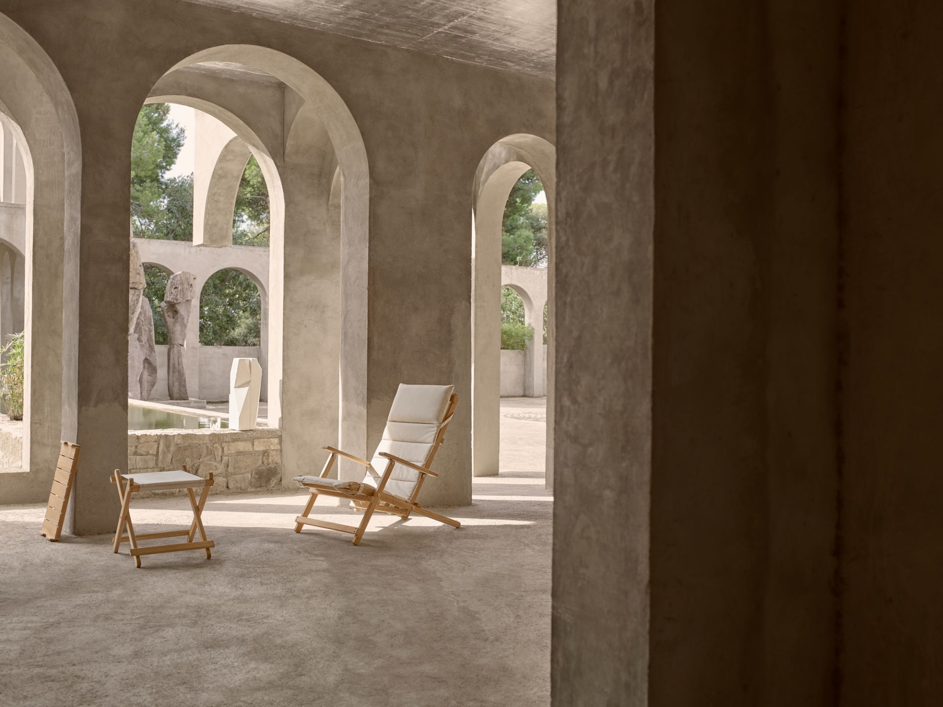 Mogensen deck chair incl. cushion outdoor Carl Hansen &amp; Søn