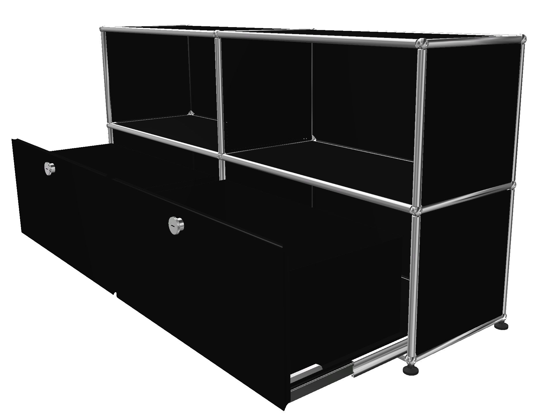 USM Haller Sideboard 2 Drawers / 2 Open Graphite black - FAST DELIVERY