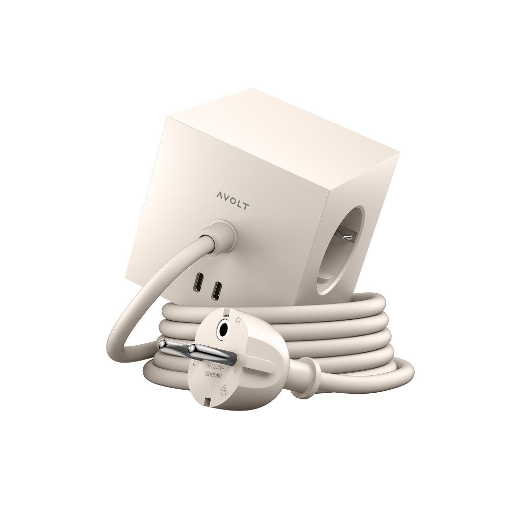 Square 1 - Avolt Socket Cube with USB C dfp Design Beige