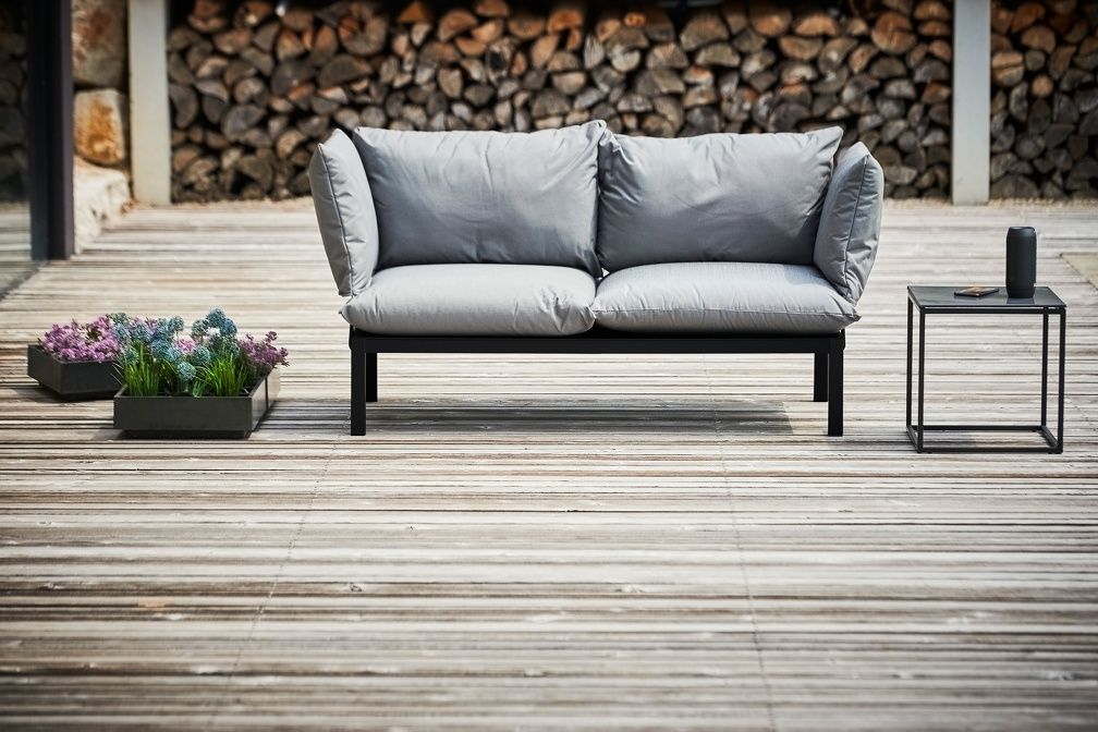 Fiam Domino outdoor sofa 2-seater with armrests and cushions Jan Kurtz