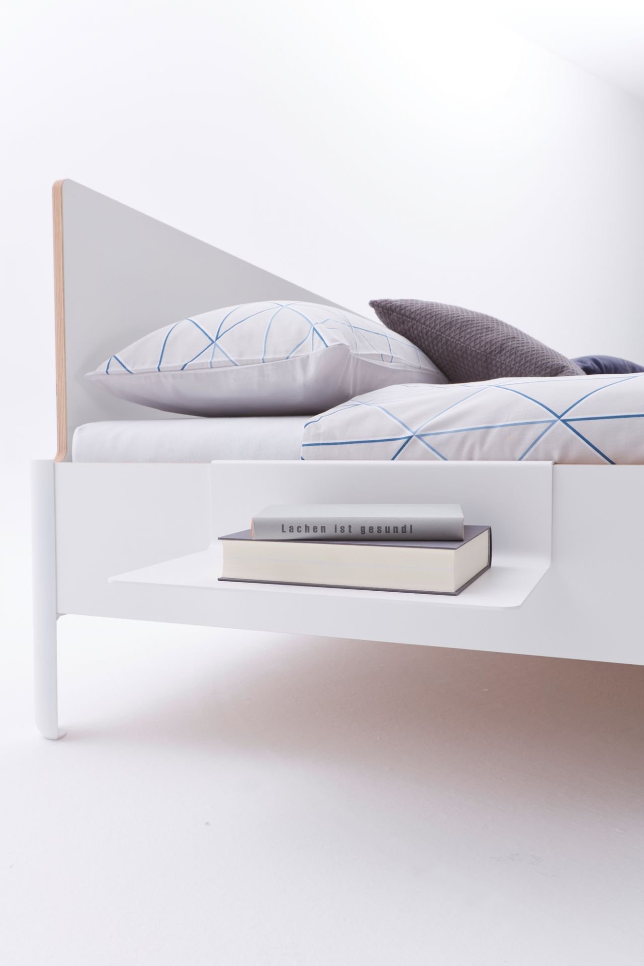 Nait Bed with headboard CPL white Müller Möbelwerkstätten