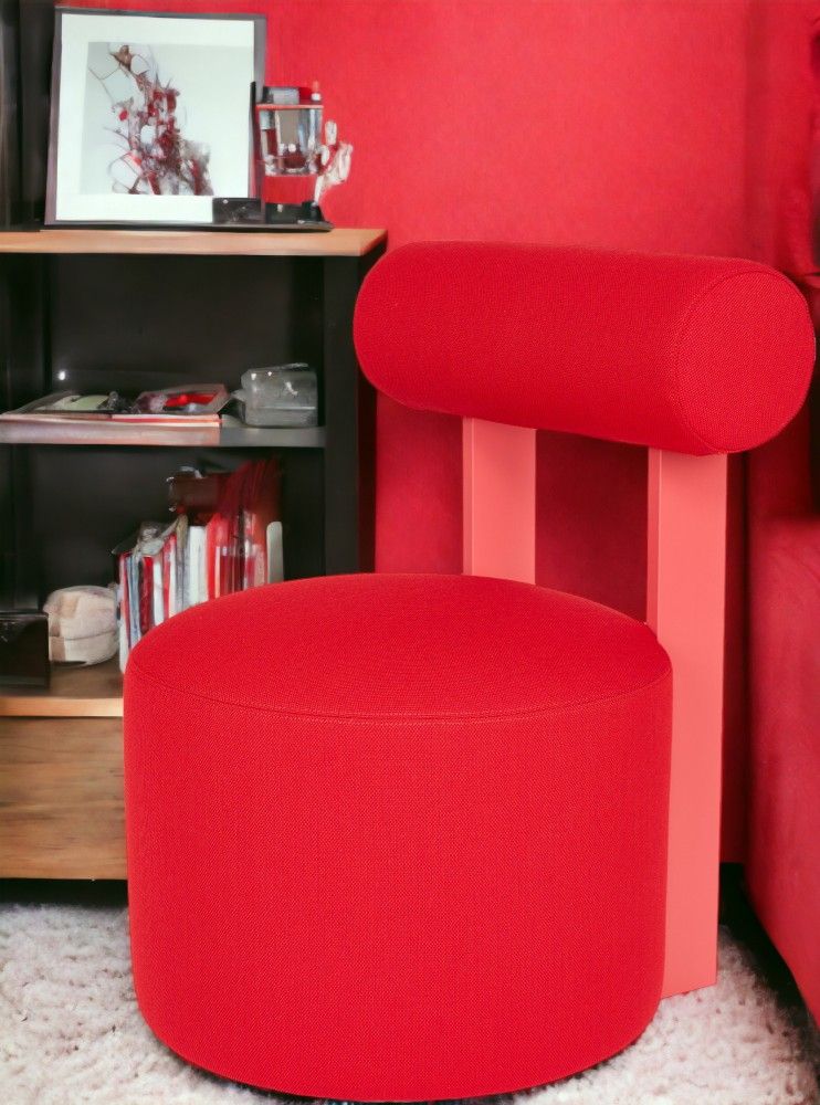 Faye stool upholstered with backrest Schönbuch