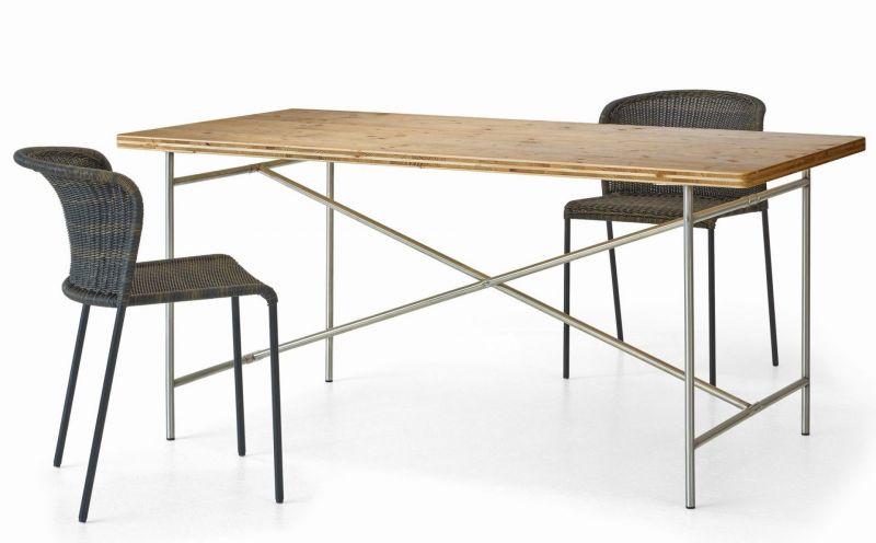 Eiermann 2 table frame COLOURFUL 100x78 cm / WHITE RAL 9010, CROSS BAR SHIFTED TO THE REAR FOR WORK TABLES Richard Lampert SINGLE PIECES 