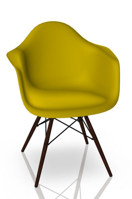 Eames Plastic Arm Chair DAW Chair Vitra Maple dark - Mustard