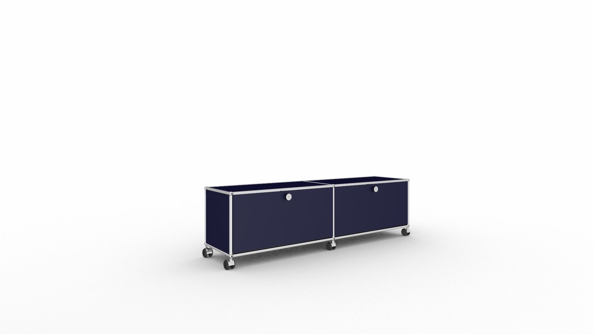 USM Haller schmales TV Lowboard stahlblau
