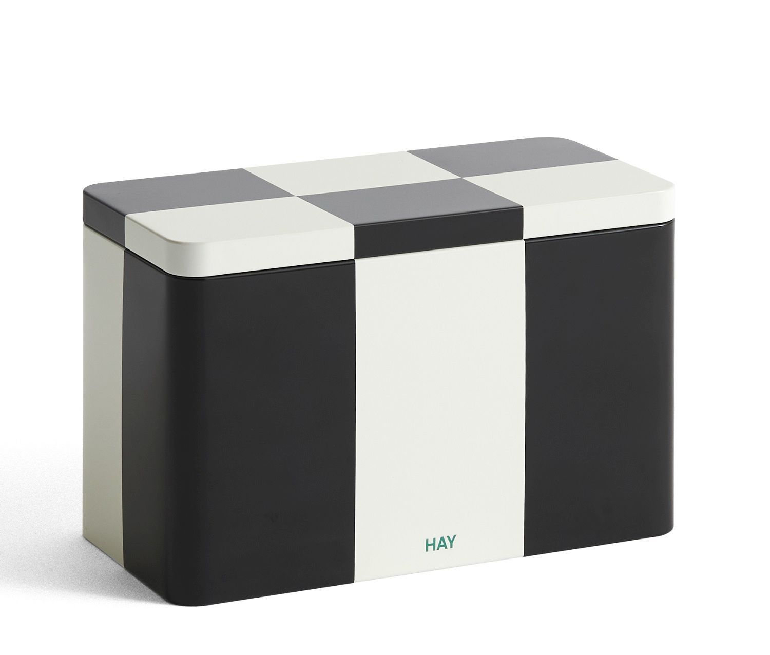 Tin Container Medium Black and off-white storage box Hay