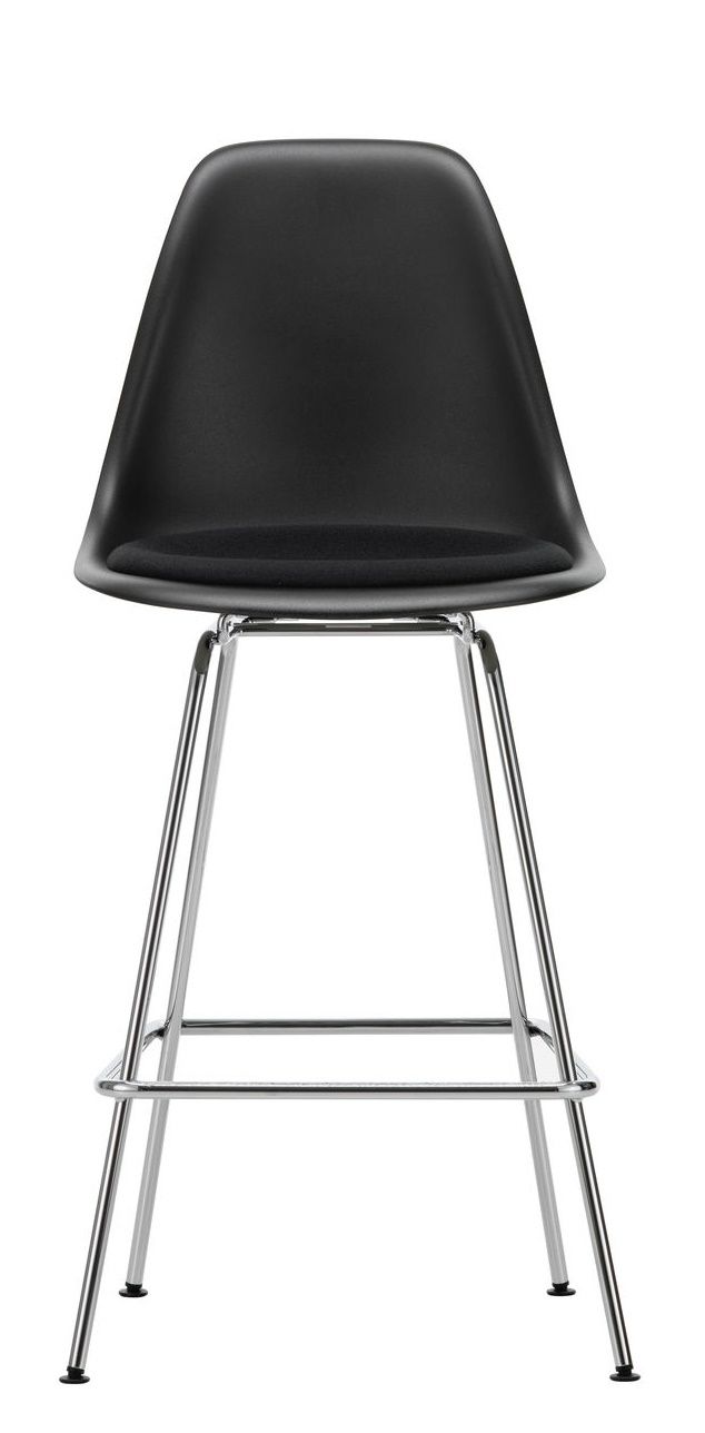 Eames Plastic Bar Stool Medium with seat cushion Vitra