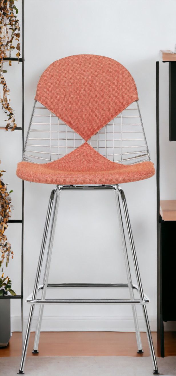 Eames Wire Bar Stool Medium with seat and back cushion Vitra  