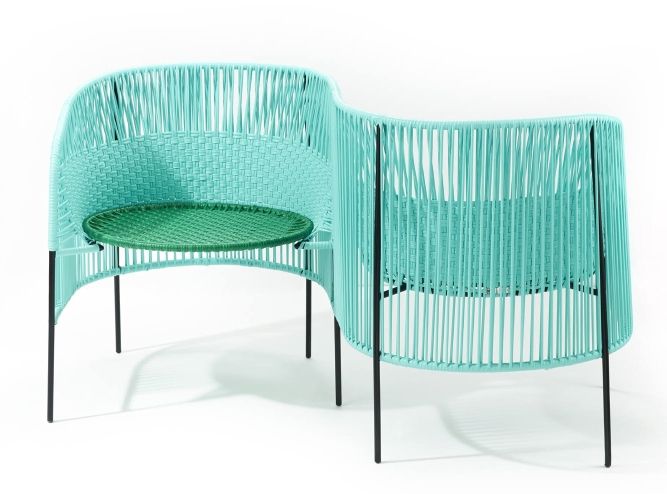 Caribe Vis a Vis Bench Outdoor ames Turquoise / Emerald green / Black