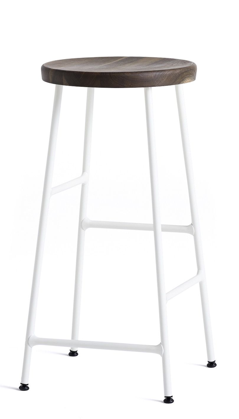 Cornet Bar Stool Low Bar Stool H 65 cm Hay Steel cream white powder-coated / oak smoked oiled
