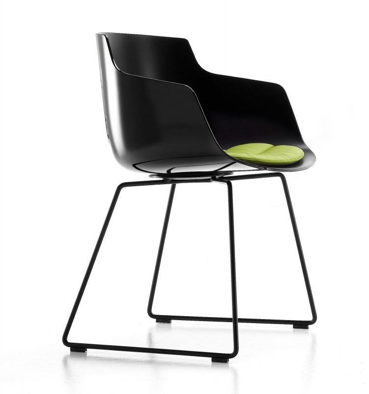 Flow Slim Armrest Chair Skid Frame MDF Italia