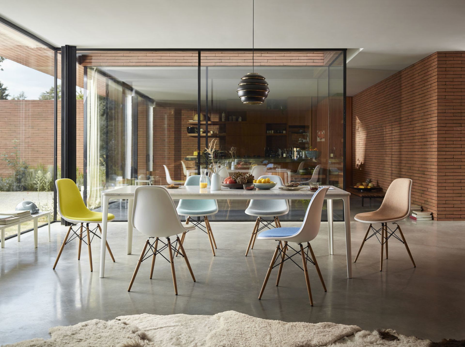 Eames Plastic Side Chair DSW Chair with Seat Cushion Vitra Eames Plastic Side Chair DSW Chair with Seat Cushion Vitra