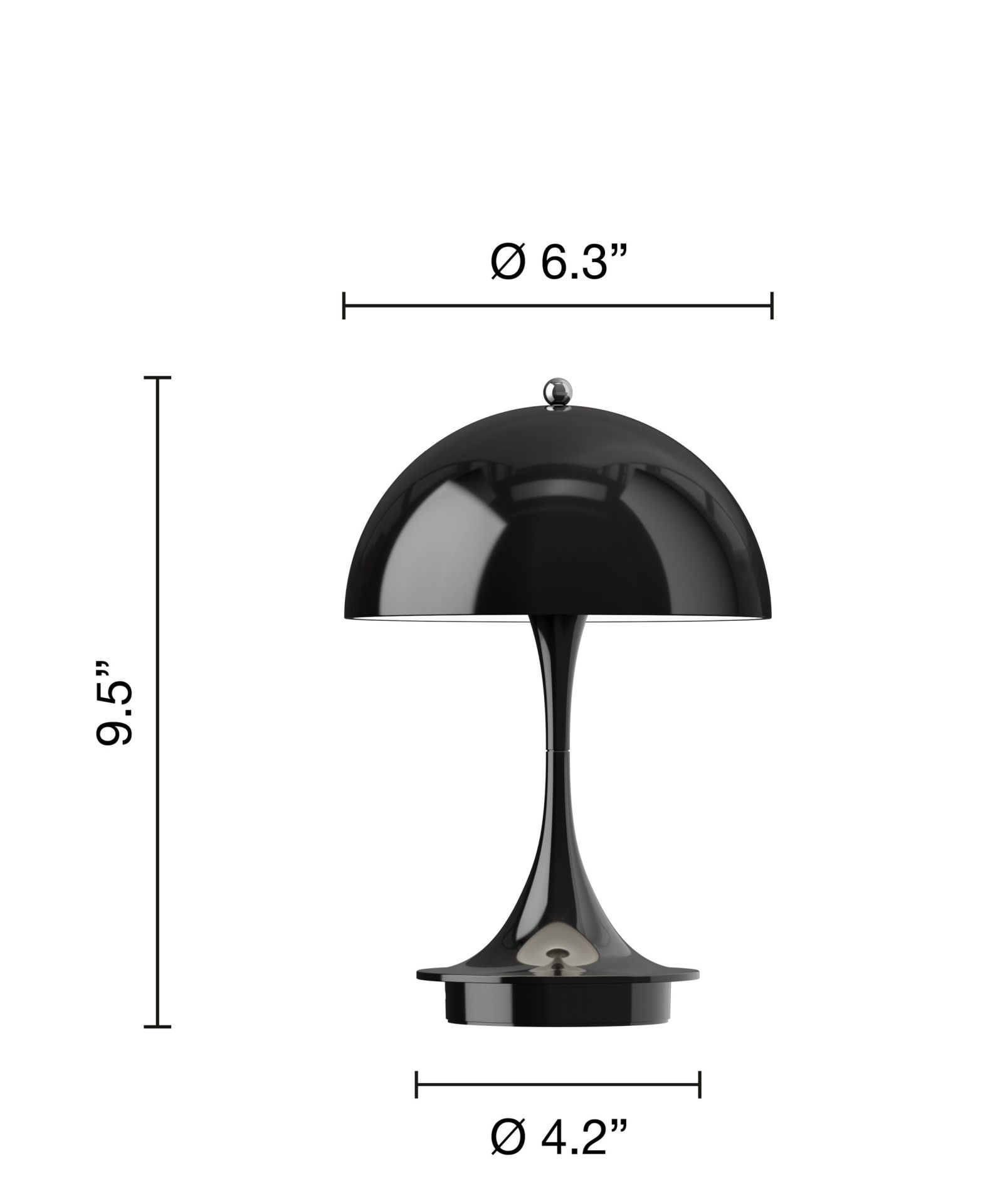 Panthella 160 Portable V3 rechargeable LED table lamp Indoor/Outdoor Louis Poulsen Opaque black