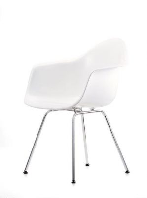 Eames Plastic Arm Chair DAX Chair Vitra Chrome - White