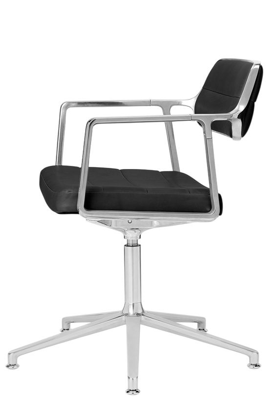 Vipp 453+ / Vipp453+ Swivel Chair Swivel chair BLACK LEATHER / POLISHED ALUMINIUM FRAME WITH GUIDE Vipp SINGLE PIECES