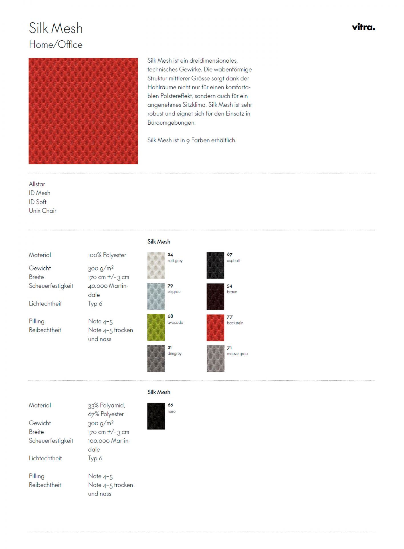 Sample card Silk Mesh Vitra