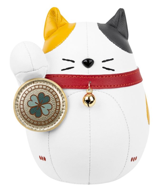 Paperweight cat Lucky Cat Fuu Clover White / Ochre yellow Züny 