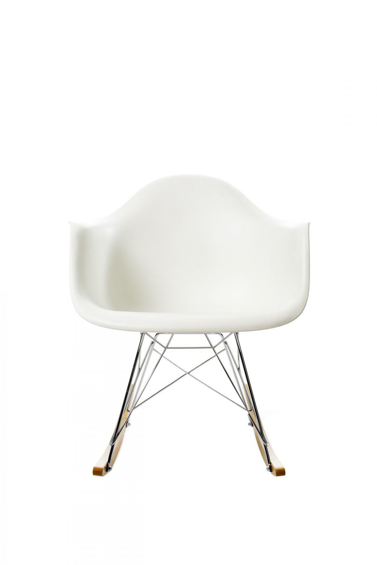 Eames Plastic Arm Chair RAR Rocking Chair Vitra Maple yellowish - Chrom - White