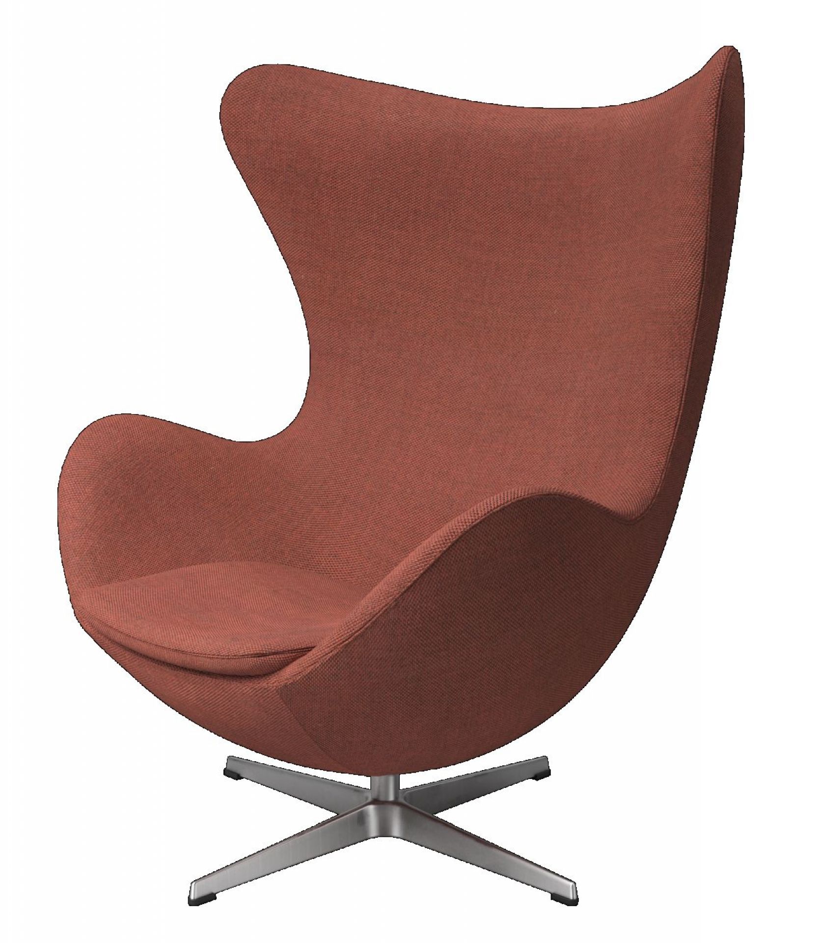 Egg Chair with Stool Re-wool Textile Fabric Coral red/Nature Fritz Hansen 
